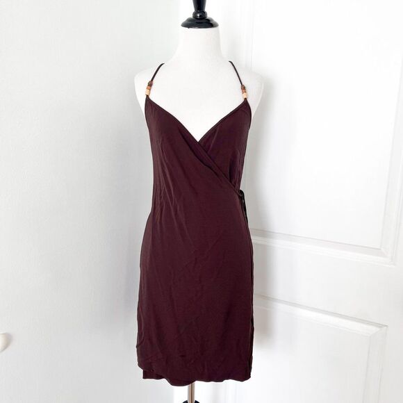 Diane von Furstenberg Dark Brown Slinky Knit Wrap Mini Dress